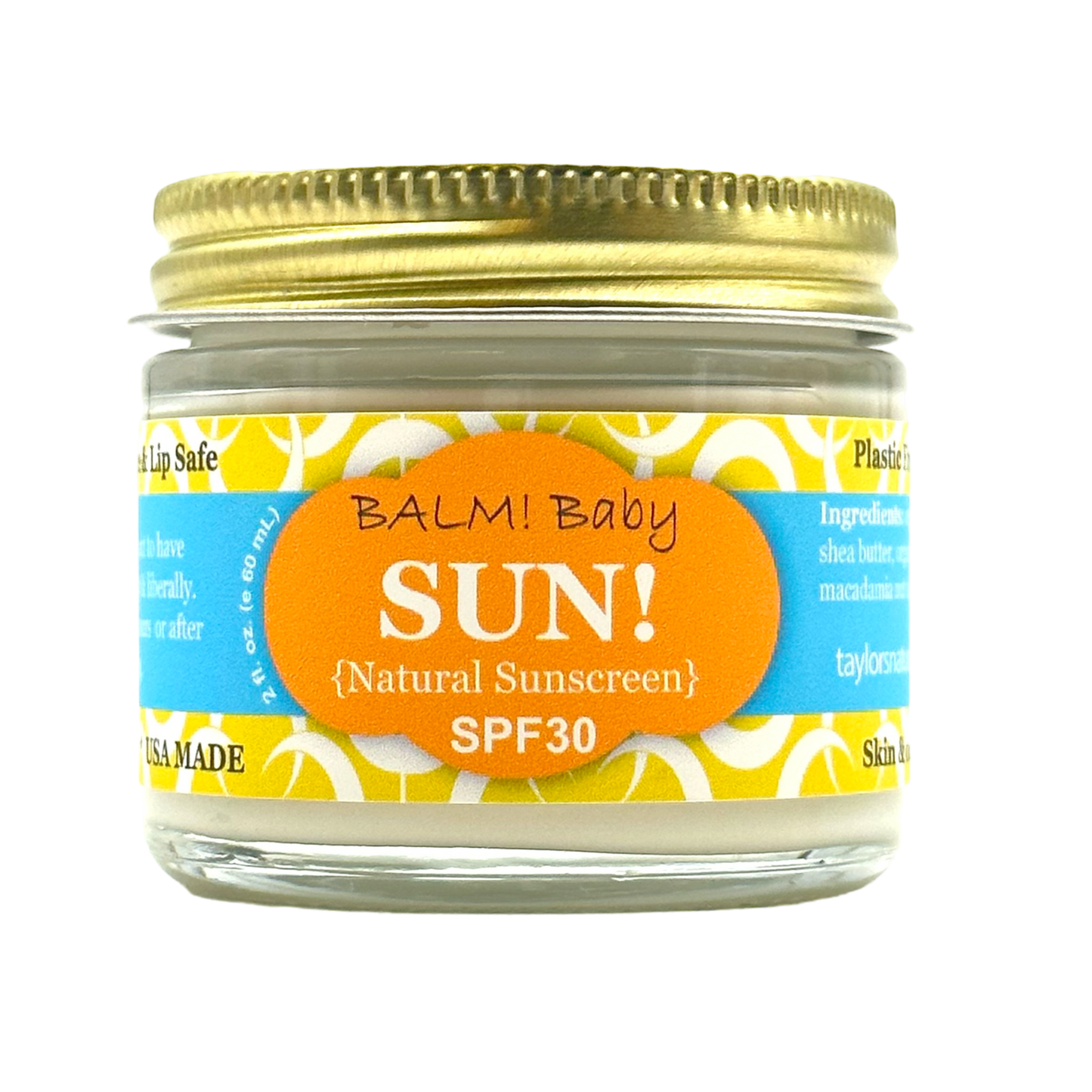 BALM! Baby - SUN 30SPF Natural Mineral Sunscreen- (2oz glass jar)