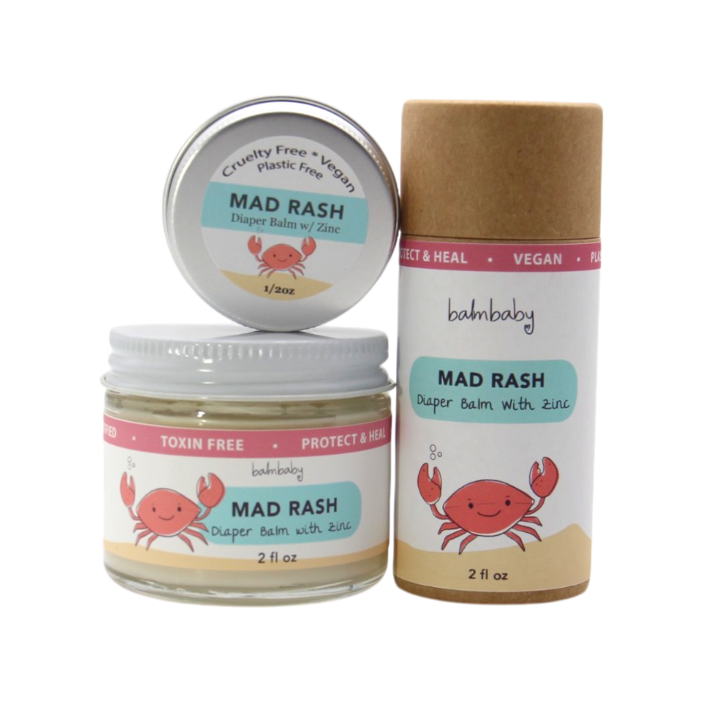 MAD RASH Diaper Ointment with natural, protecting zinc in BIODEGRADABLE STICK