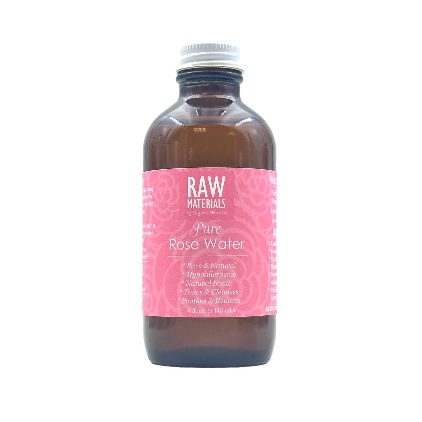 RAW Materials - ORGANIC Rose Water - 100% Pure - Toning Soothing Cleansing (2oz, 4oz, 8oz, or 16oz)