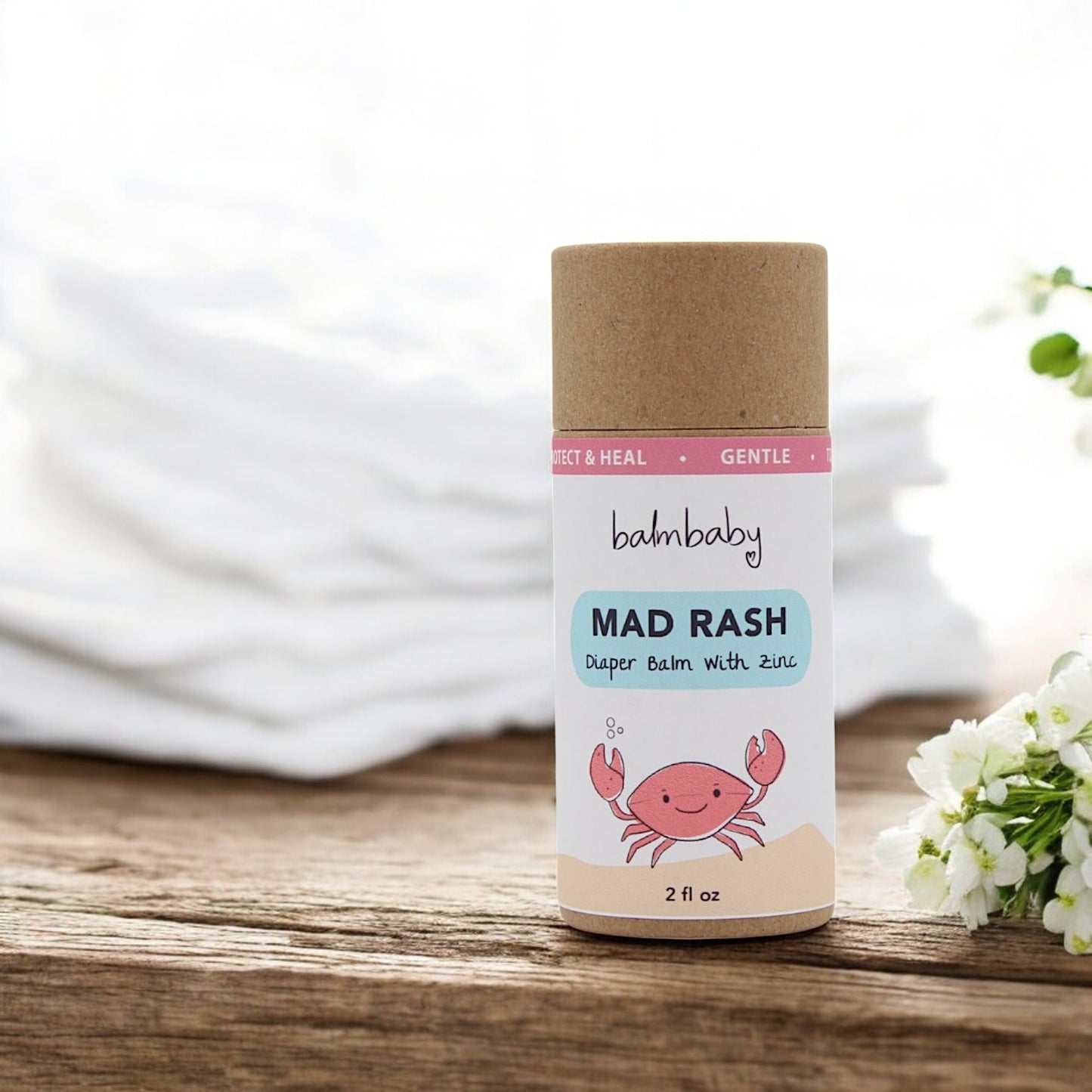 MAD RASH Diaper Ointment with natural, protecting zinc in BIODEGRADABLE STICK