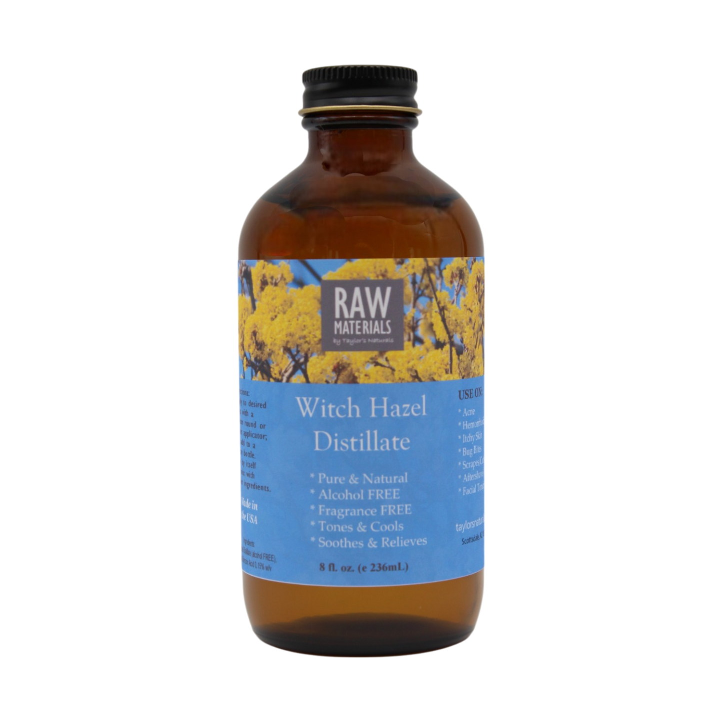 RAW Materials - Witch Hazel Distillate - Alcohol & Fragrance FREE 8 oz.