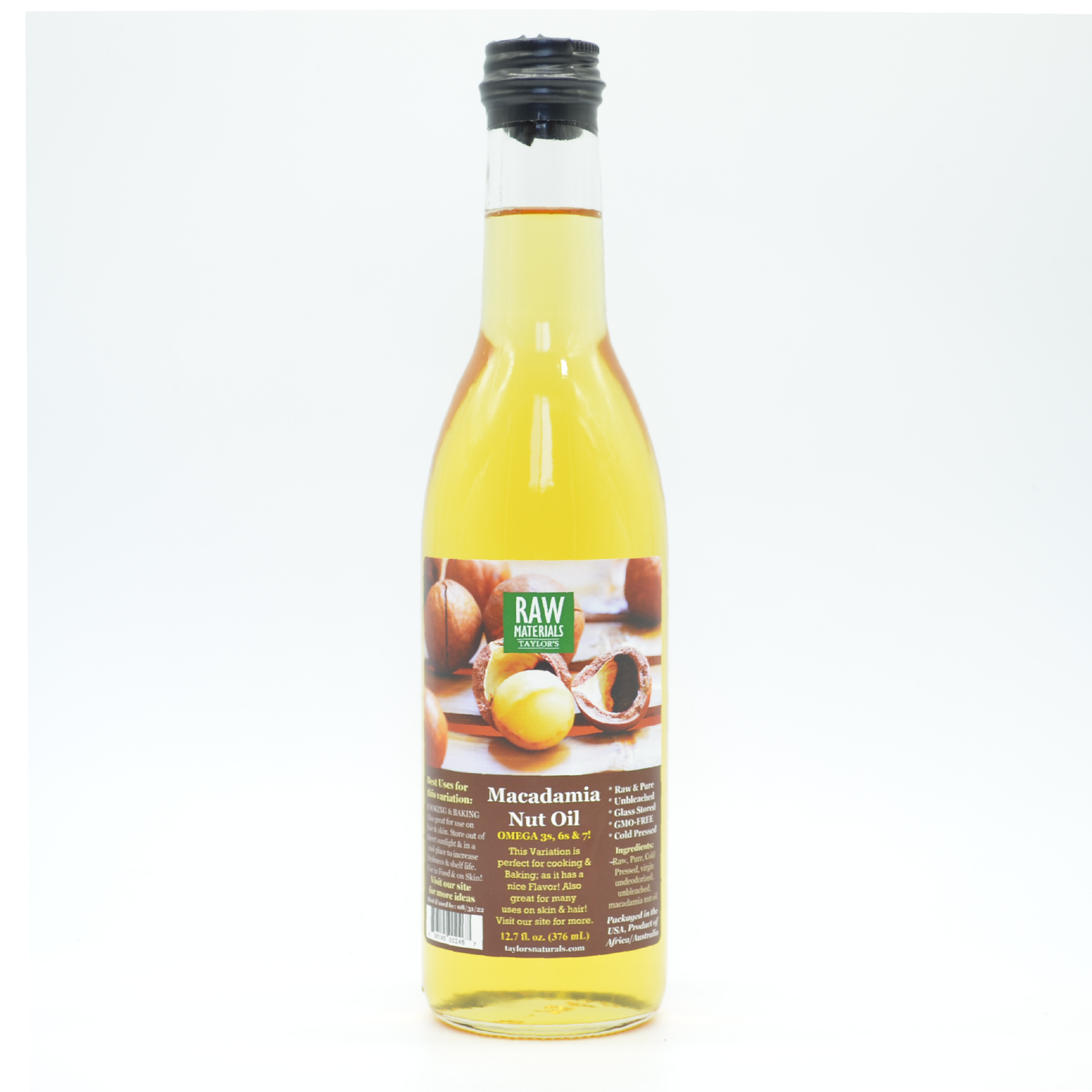 RAW Materials - Macadamia Nut Oil RAW Pure GMO FREE - 12.7oz