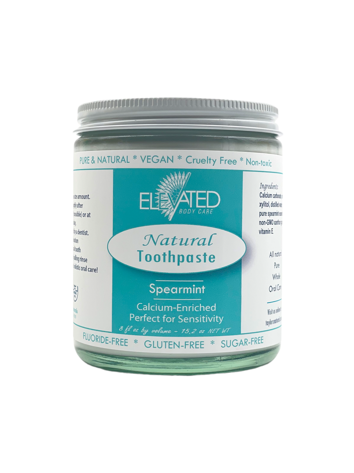 REFILL * ELEVATED - Natural Toothpaste - Plastic FREE jar *Fluoride FREE & Chemical FREE