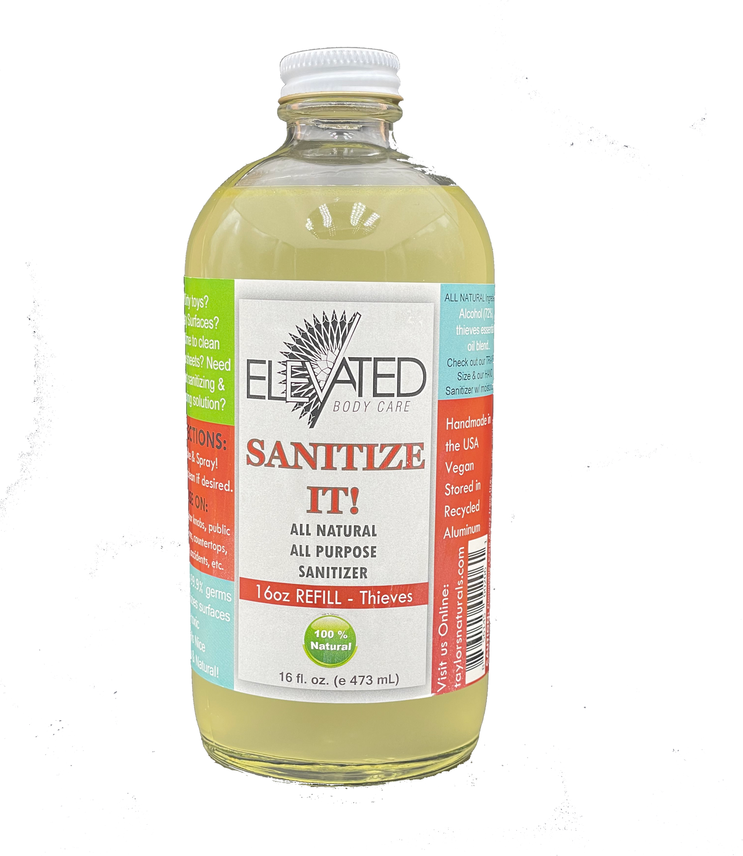 REFILL- ELEVATED * SANITIZE IT! Natural Household Sanitizer - 8oz or 16oz