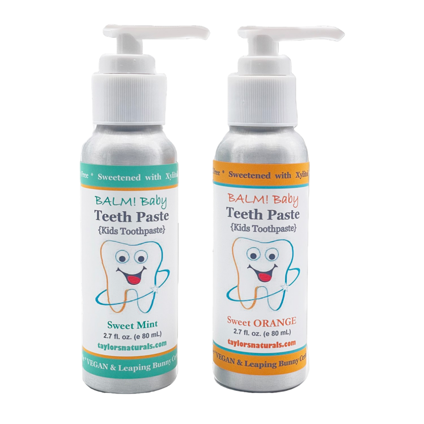 BALM! Baby - Teeth Paste Natural Kids Toothpaste w/ xylitol - Recycled Aluminum w/ Pump