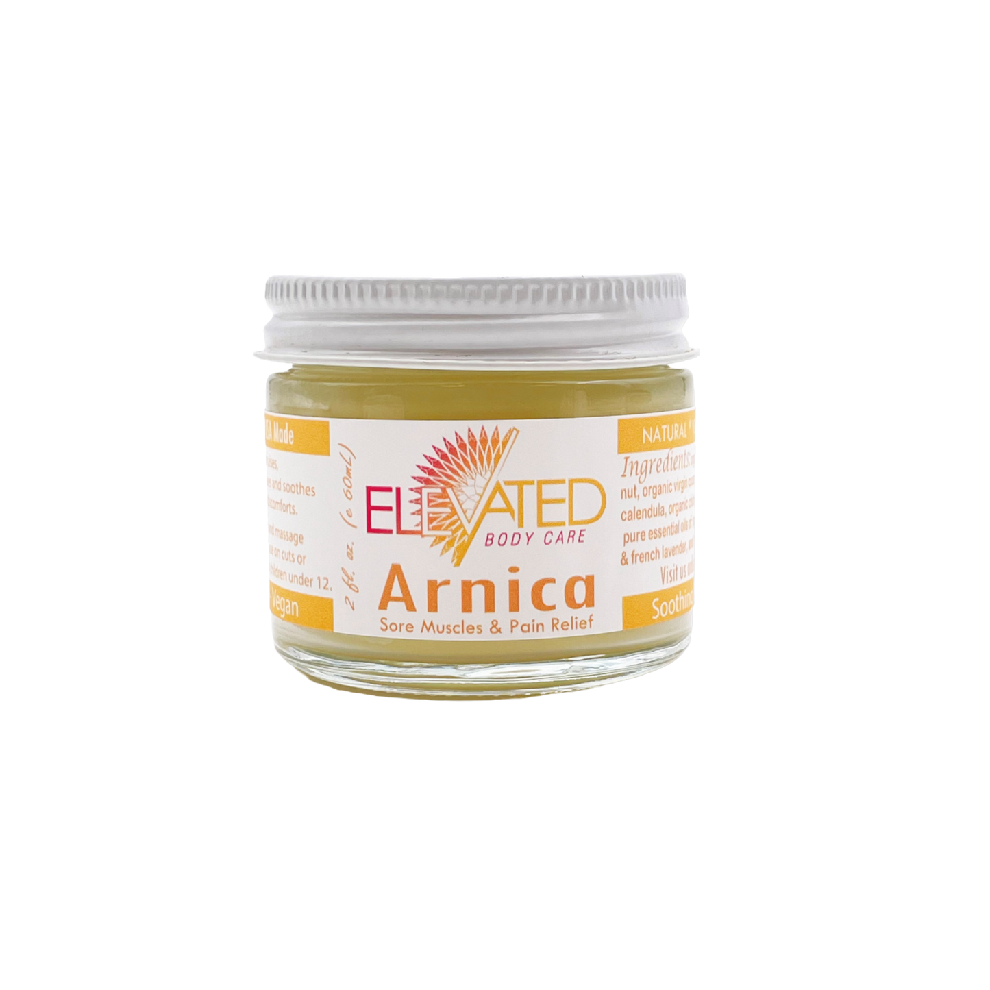 ELEVATED - Arnica - Natural sore muscle relief  (2oz glass jar)