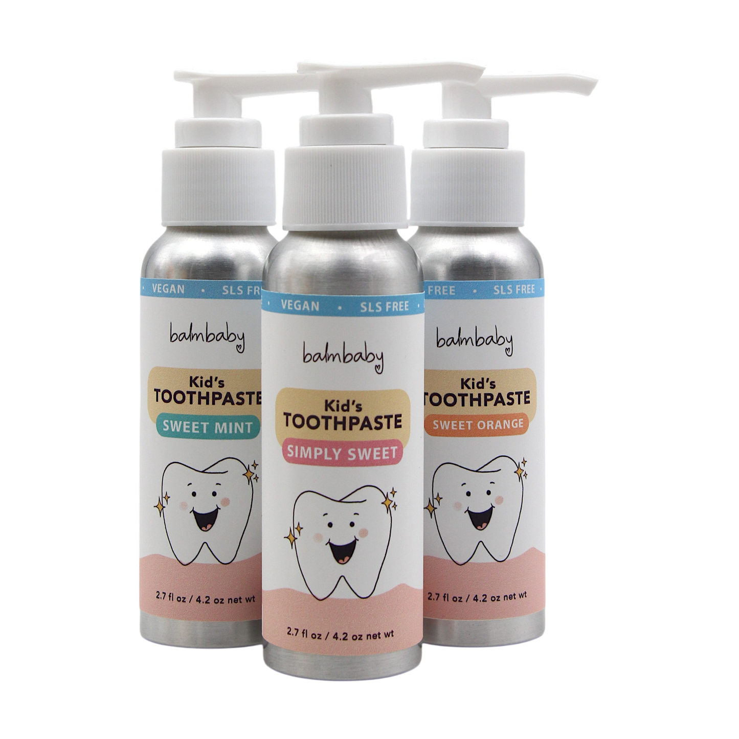 Kids Natural Fluoride Free Toothpaste in Bottle with Pump
