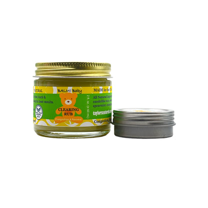 BALM! Baby - Clearing Rub (Eucalyptus) (TRAVEL Size) - Natural rub for chest and tummy (for congestion & nausea) - (1/2oz tin)