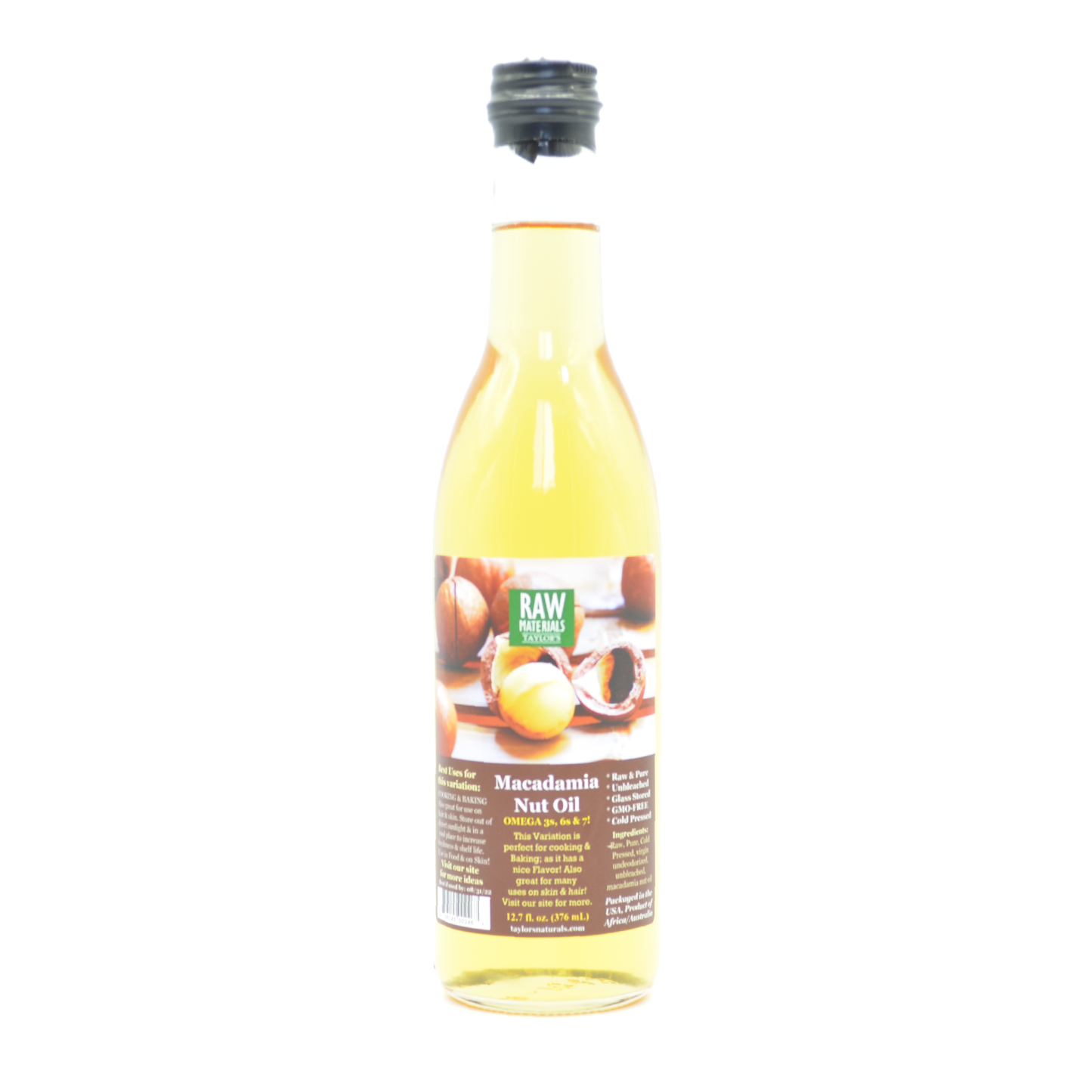 RAW Materials - Macadamia Nut Oil RAW Pure GMO FREE  - 12.7oz