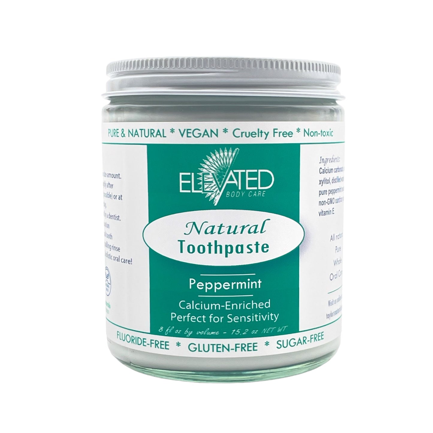 REFILL * ELEVATED - Natural Toothpaste - Plastic FREE jar *Fluoride FREE & Chemical FREE