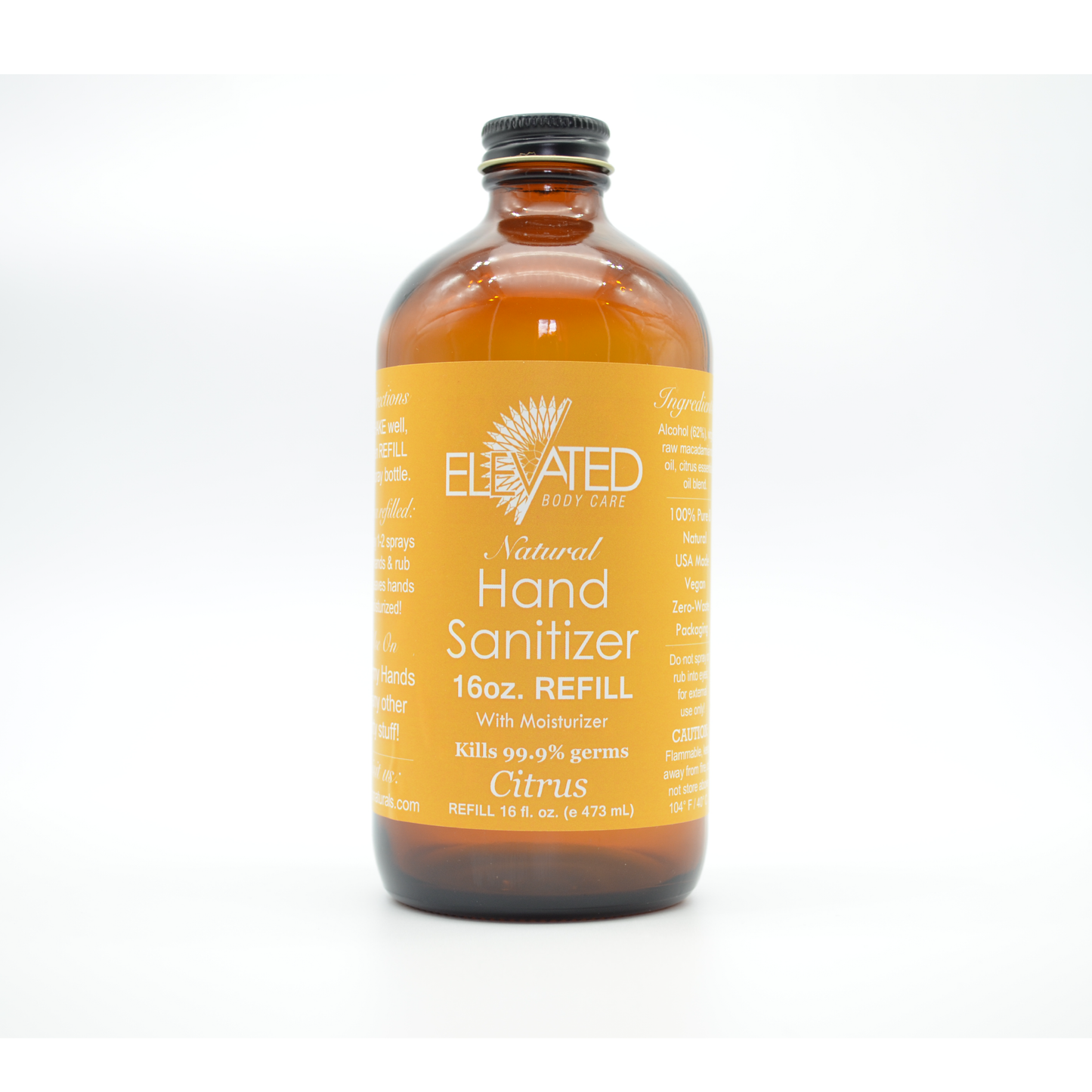 REFILL (No Sprayer) of ELEVATED - Hand Sanitizer w/ moisturizer - 4oz., 8oz. or 16oz.