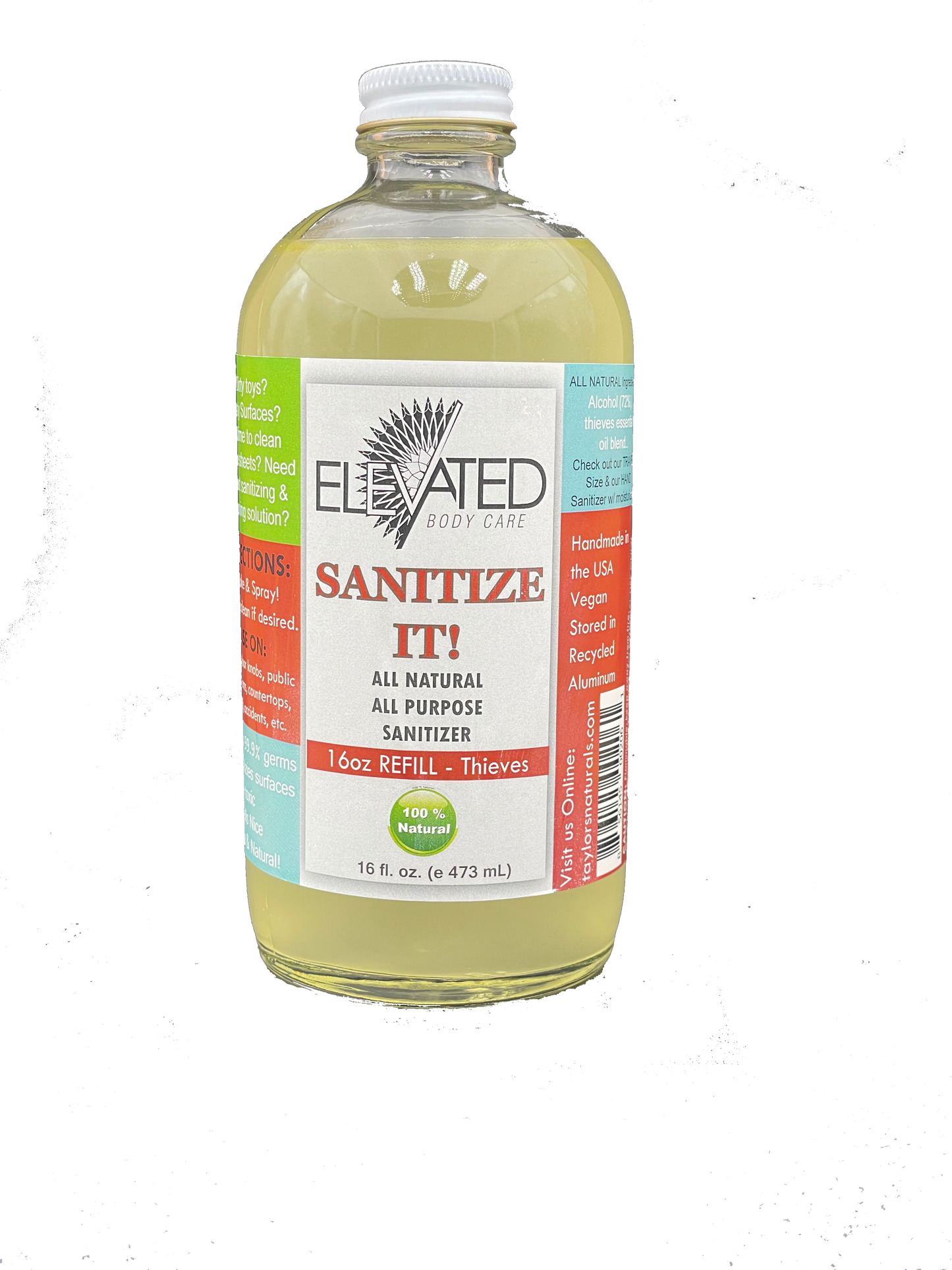 REFILL- ELEVATED * SANITIZE IT!  Natural Household Sanitizer - 8oz or 16oz